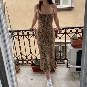 Realisation Par Tan Spaghetti Strap Slip Midi Dress